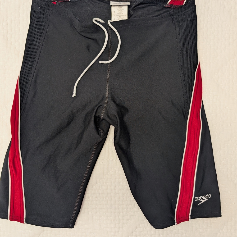 Speedo Black and Red Swim Shorts